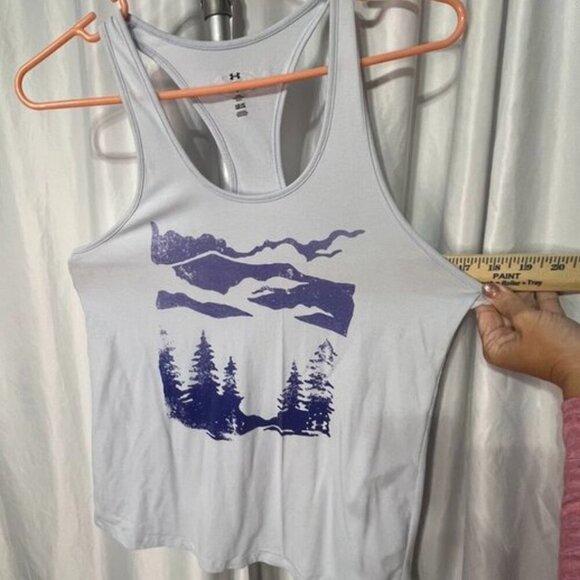 Under Armour Women’s Medium HeatGear Loose Tank Top – Blue Mountain Print - Picture 2 of 7